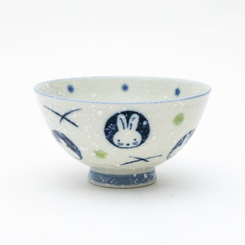 2pcs 11.5cm 6cm Rabbits Dots For Gift In Box Earthenware Rice Bowls