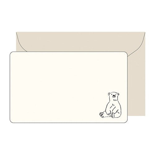 Message Cards (With Envelope/Polar Bear/Card: H5.5xW9.1cm, Envelope: H6.5xW10cm/5pcs/Kitera Shoji/Animal Parade/SMCol(s): Ivory)