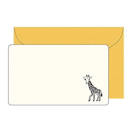 Message Cards (With Envelope/Giraffe/Card: H5.5xW9.1cm, Envelope: H6.5xW10cm/5pcs/Kitera Shoji/Animal Parade/SMCol(s): Yellow)