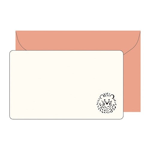 Message Cards (With Envelope/Hedgehog/Card: H5.5xW9.1cm, Envelope: H6.5xW10cm/5pcs/Kitera Shoji/Animal Parade/SMCol(s): Pink)