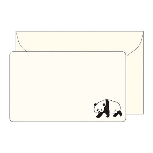 Message Cards (With Envelope/Panda/Card: H5.5xW9.1cm, Envelope: H6.5xW10cm/5pcs/Kitera Shoji/Animal Parade/SMCol(s): White)