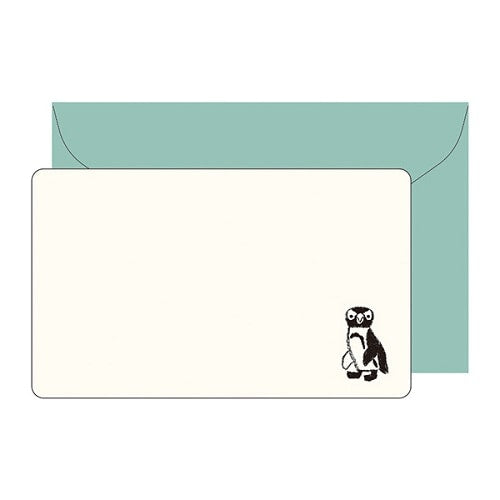 Message Cards (With Envelope/Penguin/Card: H5.5xW9.1cm, Envelope: H6.5xW10cm/5pcs/Kitera Shoji/Animal Parade/SMCol(s): Mint)