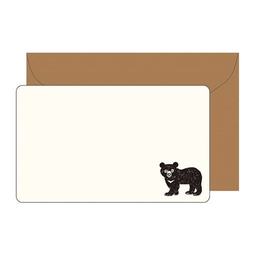 Message Cards (With Envelope/Moon Bear/Card: H5.5xW9.1cm, Envelope: H6.5xW10cm/5pcs/Kitera Shoji/Animal Parade/SMCol(s): Brown)