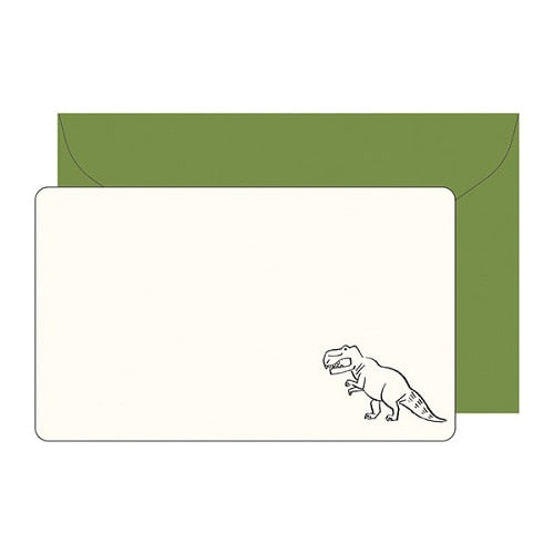 Message Cards (With Envelope/Tyrannosaurus/Card: H5.5xW9.1cm, Envelope: H6.5xW10cm/5pcs/Kitera Shoji/Animal Parade/SMCol(s): Green)