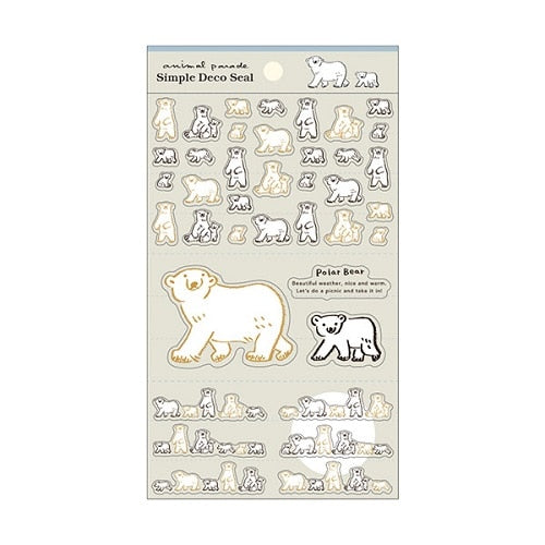 Stickers (Clear/Gold Foil/Polar Bear/Sheet Size: H17xW10.5cm/1 Sheet/Feuille/Kitera Shoji/Animal Parade/SMCol(s): Grey)