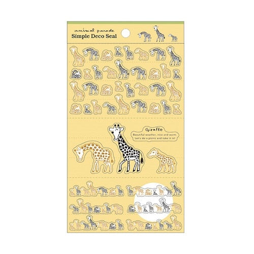 Stickers (Clear/Gold Foil/Giraffe/Sheet Size: H17xW10.5cm/1 Sheet/Feuille/Kitera Shoji/Animal Parade/SMCol(s): Yellow)