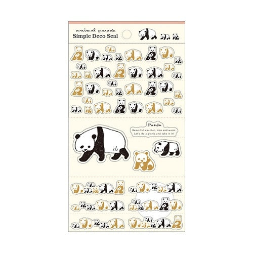 Stickers (Clear/Gold Foil/Panda/Sheet Size: H17xW10.5cm/1 Sheet/Feuille/Kitera Shoji/Animal Parade/SMCol(s): White)