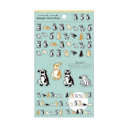 Stickers (Clear/Gold Foil/Penguin/Sheet Size: H17xW10.5cm/1 Sheet/Feuille/Kitera Shoji/Animal Parade/SMCol(s): Mint)