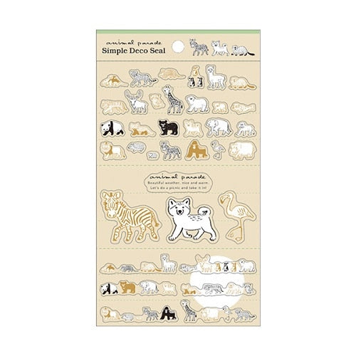 Stickers (Clear/Gold Foil/Animals/Sheet Size: H17xW10.5cm/1 Sheet/Feuille/Kitera Shoji/Animal Parade/SMCol(s): Beige)