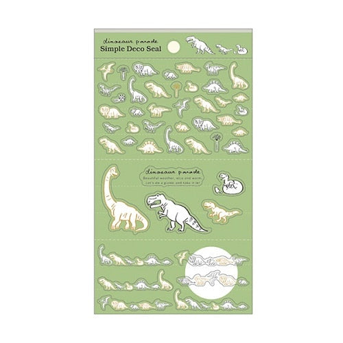 Stickers (Clear/Gold Foil/Dinosaur/Sheet Size: H17xW10.5cm/1 Sheet/Feuille/Kitera Shoji/Animal Parade/SMCol(s): Green)