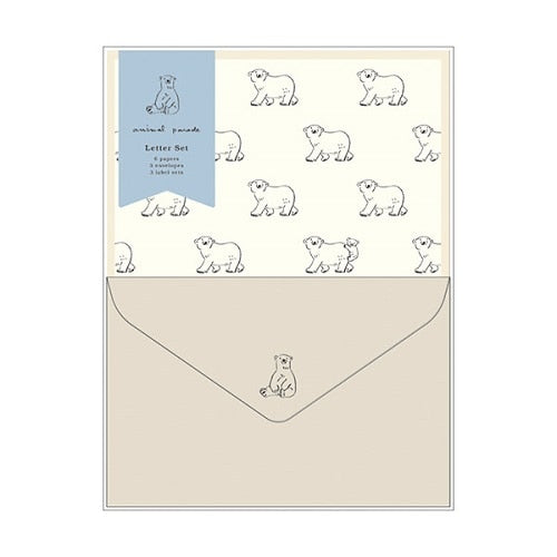 Letter Writing Sets (Polar Bear/Letter Paper: H18.5xW13.5cm, Envelope: H9.5xW14.2cm/3 Sets/Ensembles/Kitera Shoji/Animal Parade/SMCol(s): Ivory)