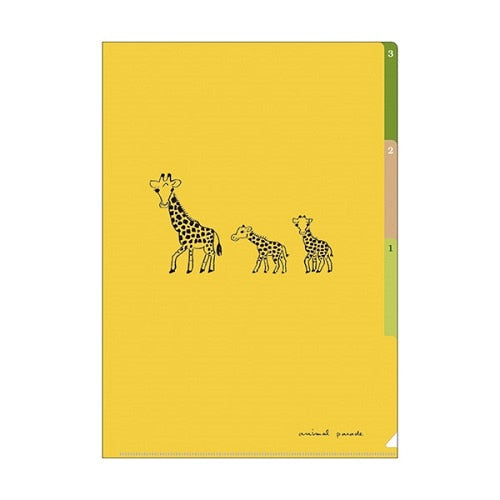 File Folder (3 Pockets/Giraffe/A4/22x31cm/Kitera Shoji/Animal Parade/SMCol(s): Yellow)