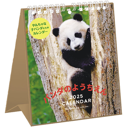 2025 Calendar (Spiral/Desk & Hanging/Panda/2x12.4x16cm/Greeting Life/SMCol(s): Green,Beige,Black)