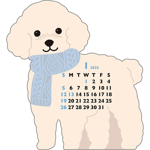 Greeting Life Toy Poodle Mini Die-cut 2025 Calendar