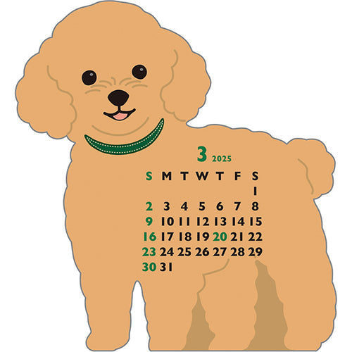 Greeting Life Toy Poodle Mini Die-cut 2025 Calendar