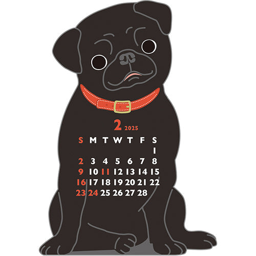 Greeting Life Pug Mini Die-cut 2025 Calendar