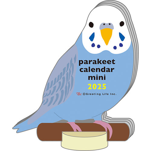 2025 Calendar (Die-cut/Mini/Parakeet/3x6.5x10cm/Greeting Life/SMCol(s): Blue,White)