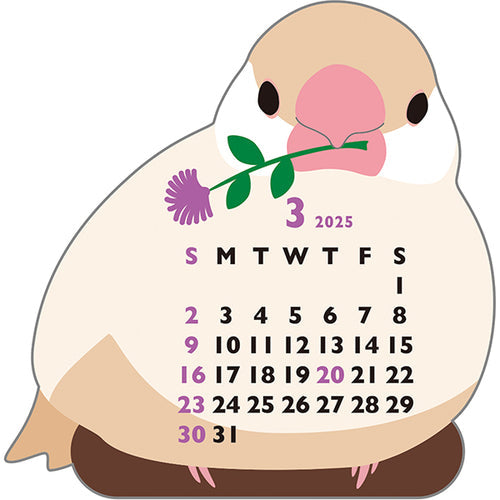 Greeting Life Java Sparrow Mini Die-cut 2025 Calendar