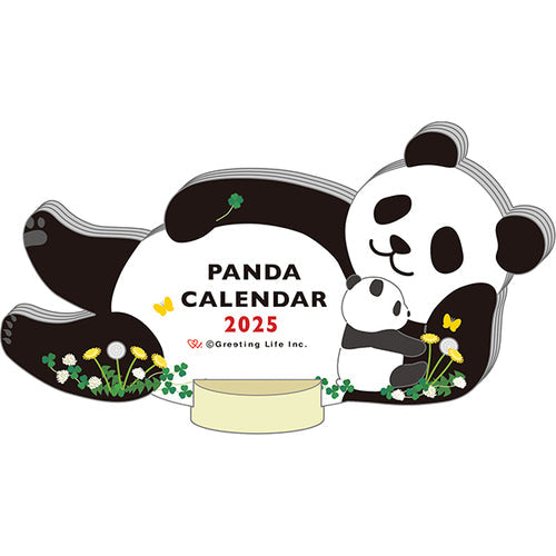 2025 Calendar (Die-cut/Mini/Panda/4x14x15cm/Greeting Life/SMCol(s): White,Black)