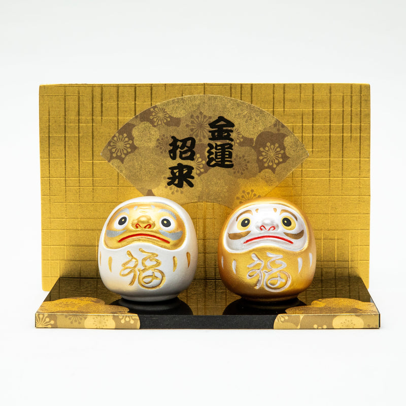 2pcs S Invites Money Daruma Japanese Folding Screen With Display Base Ceramic Ornaments