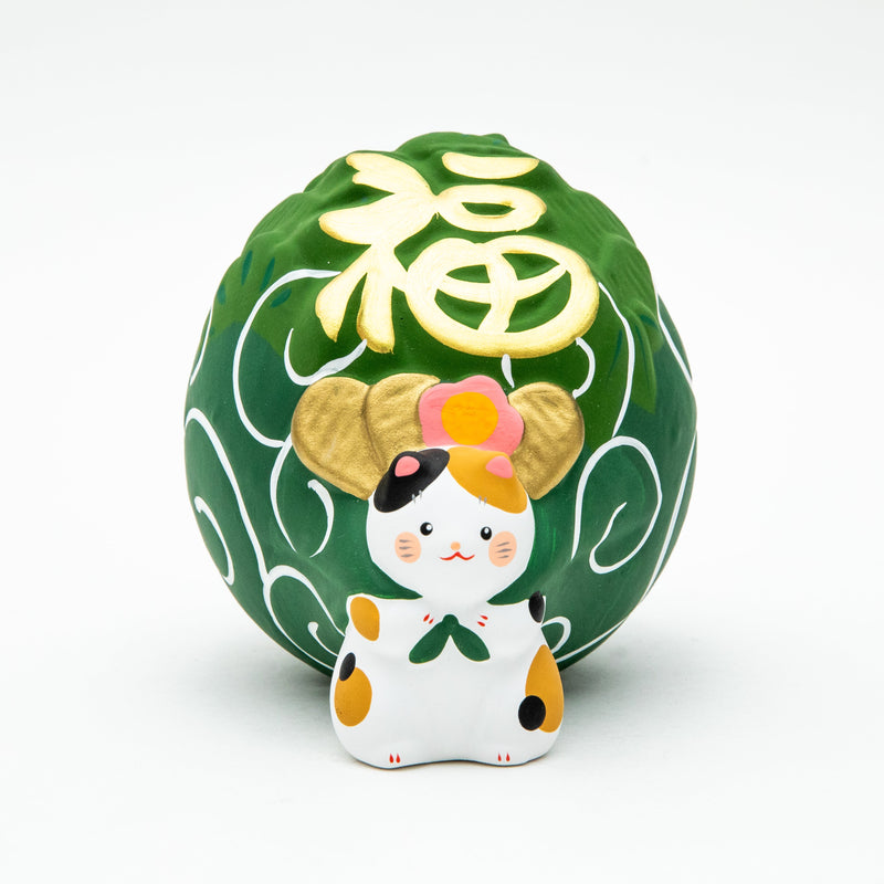 L Fortune-Bringing Calico Cat Ceramic Coin Bank