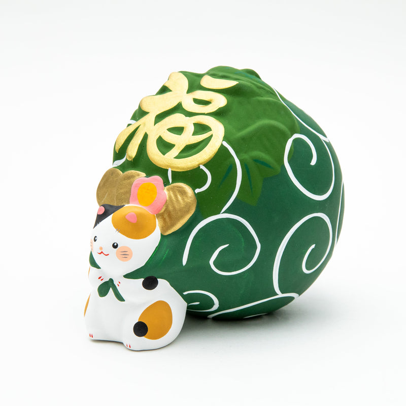 L Fortune-Bringing Calico Cat Ceramic Coin Bank