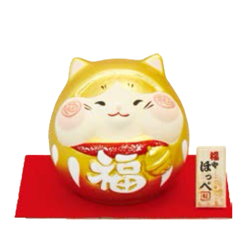 S Chubby Cheek Cat With Display Base Ceramic Ornament