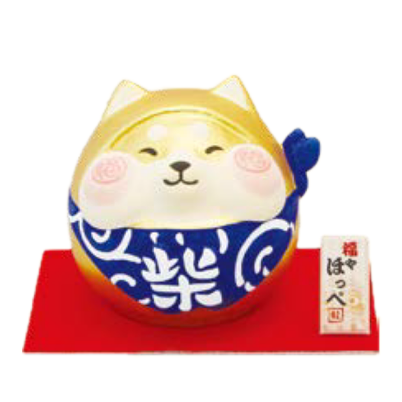 S Chubby Cheek Shiba Dog With Display Base Ceramic Ornament