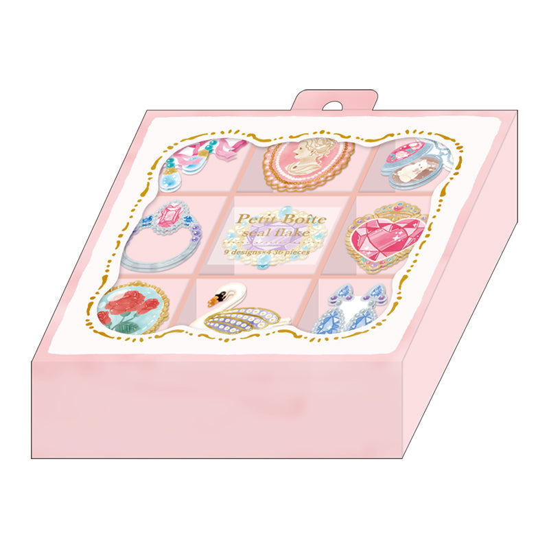 Sticker Flakes (With 9-Compartment Case/Accessory/Case: H2.2xW8.9xD8.9cm, Sticker: Max 3x3cm/36pcs/Kamio Japan/PETIT BOITE/SMCol(s): Pink)