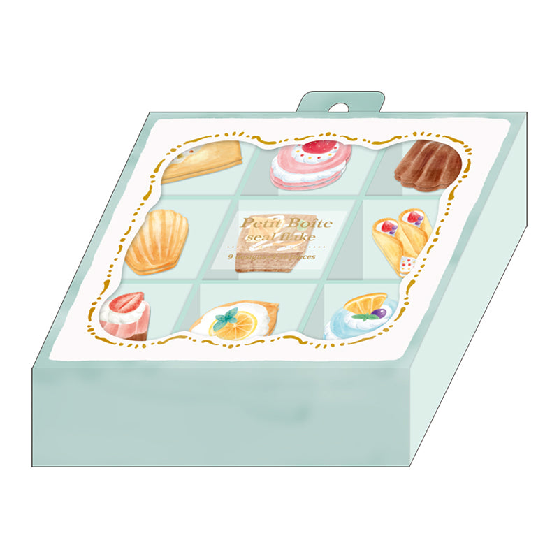 Sticker Flakes (With 9-Compartment Case/Petit Fours/Case: H2.2xW8.9xD8.9cm, Sticker: Max 3x3cm/36pcs/Kamio Japan/PETIT BOITE/SMCol(s): Mint)