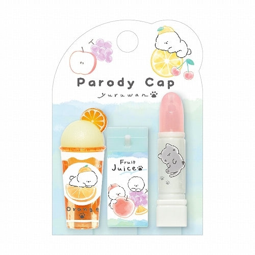 Pencil Caps (Miniature Food & Drinks/Yuruwan Dog & Yurunya Cat/5cm/Ø1.5cm (3pcs)/Kamio Japan/Parody Cap/SMCol(s): Orange,Mint)