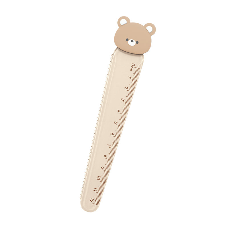 Ruler (With Animal Face Rubber Charm/Bear/12cm/0.5x3.5x17.5cm/Kamio Japan/SMCol(s): Beige)