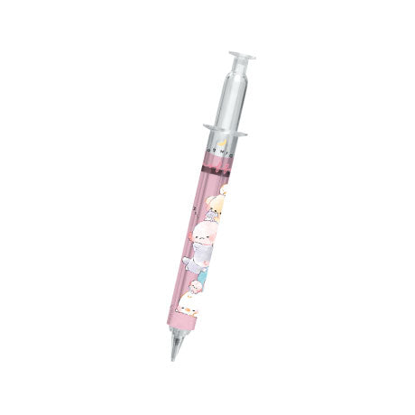 Mechanical Pencil (0.5mm/Syringe-Shaped/Sleeping Animal/12.2cm/Ø1.2cm/Kamio Japan/SMCol(s): Pink)