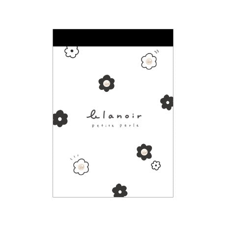 Memo Pad (Mini/2 Designs/Flowers/6.3x8.8cm (70 Sheets/Feuilles)/Kamio Japan/blanoir/SMCol(s): White,Black)