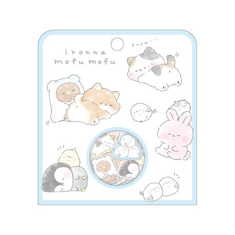 Sticker Flakes (Fluffy Animal/21pcs/Kamio Japan/SMCol(s): White,Blue)