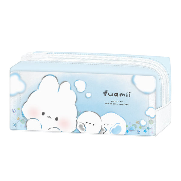 Pencil Case (2 Compartments/With Sequins/Fuamii Animals/5x18.5x7.5cm/Kamio Japan/SMCol(s): Blue,White)