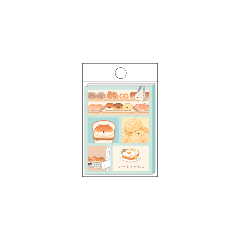 Sticky Notes (Book Type/Bread Dogs/Bakery/Sticky Notes: H4.5xW3cm, H1.2xW6cm, H3.5x6cm, H4.2x6cm (Die-Cut)/0.3x14.3x9cm (90 Sheets/Feuilles)/Kamio Japan/SMCol(s): Blue,Orange)