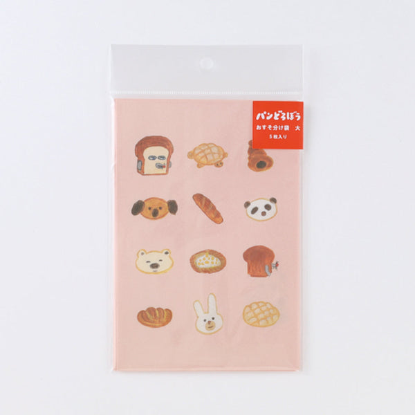 Japanese Tip Envelopes (Bread Thief/Lots of Breads/L/11.5x17cm (5pcs)/GreenFlash/Overglad/SMCol(s): Pink,Brown)