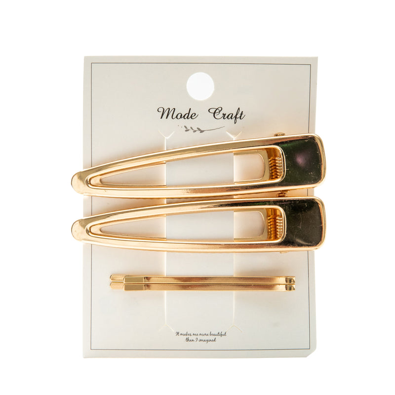 Hair Clips & Hairpins (Metal Design/Clip: 7.5cm, Pin: 5.5cm/5.5-7.5x0.2-1.5x1.5cm (4pcs)/SMCol(s): Gold)