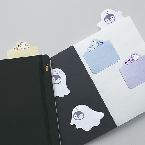 El Commune (30 Sheets) Stand Ghost Costume Bottom Edge Adhesive Die-Cut Sticky Notes