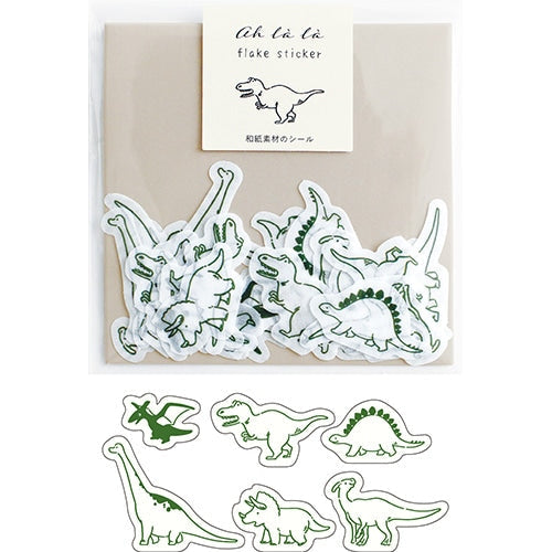 Sticker Flakes (6 Designs/Dinosaurs/Max H2xW2.5cm/24pcs/EL COMMUN/AH LA LA/SMCol(s): White,Green)