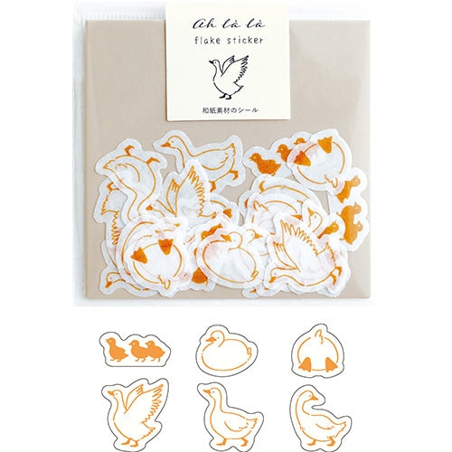 Sticker Flakes (6 Designs/Ducks/Max H2xW2.5cm/24pcs/EL COMMUN/AH LA LA/SMCol(s): White,Orange)