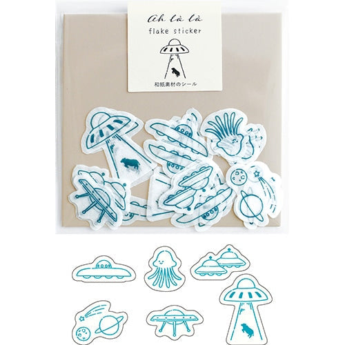 Sticker Flakes (6 Designs/Aliens/Max H2xW2.5cm/24pcs/EL COMMUN/AH LA LA/SMCol(s): White,Blue)