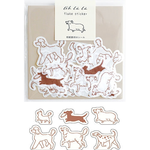 Sticker Flakes (6 Designs/Dogs/Max H2xW2.5cm/24pcs/EL COMMUN/AH LA LA/SMCol(s): White,Brown)