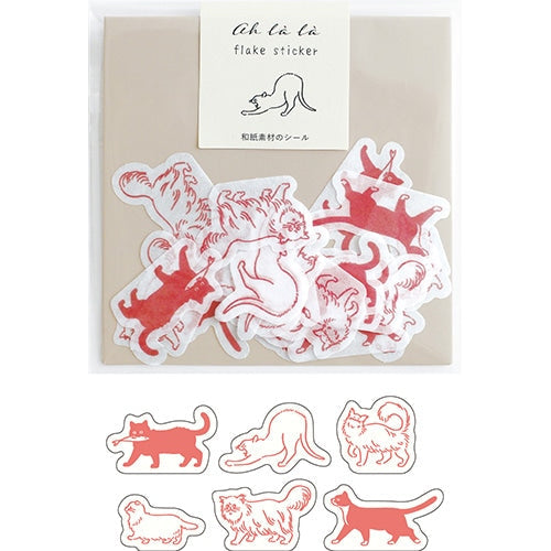 Sticker Flakes (6 Designs/Cats/Max H2xW2.5cm/24pcs/EL COMMUN/AH LA LA/SMCol(s): White,Red)