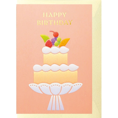 Greeting Card (Emboss/With Envelope/For Birthday/Cake/"HAPPY BIRTHDAY"/10.2x14.3cm/El Commun/SMCol(s): Pink)