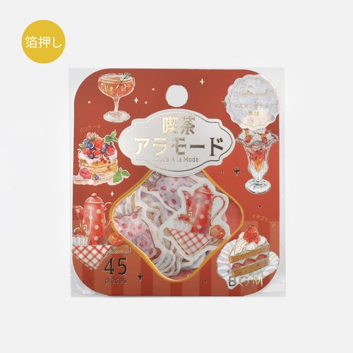 Sticker Flakes (15 Designs/Washi Paper/Embossed/Package Size: H10xW9cm/45pcs/BGM/CafŽ Ë La Mode/SMCol(s): Red)