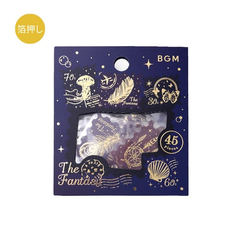 BGM Post Office 45pcs The Fantasy Gold Foil 15 Designs Masking Tape Material Sticker Flakes