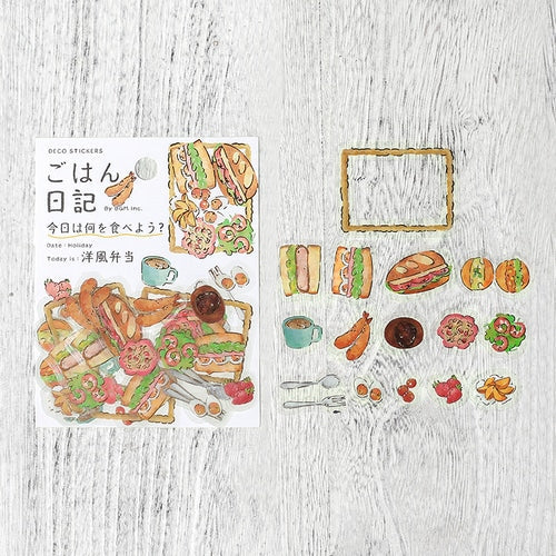 BGM Food Diary 45pcs Western Style Lunchbox 15 Designs Gold Foil Clear Sticker Flakes