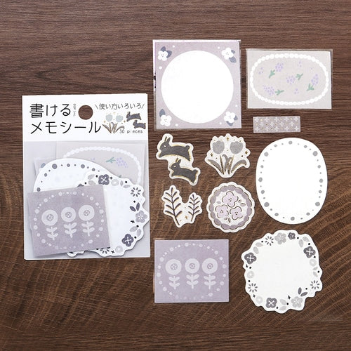 BGM Memo Stickers Flowery Day 30pcs Flowers For Memo Write-On Sticker Flakes